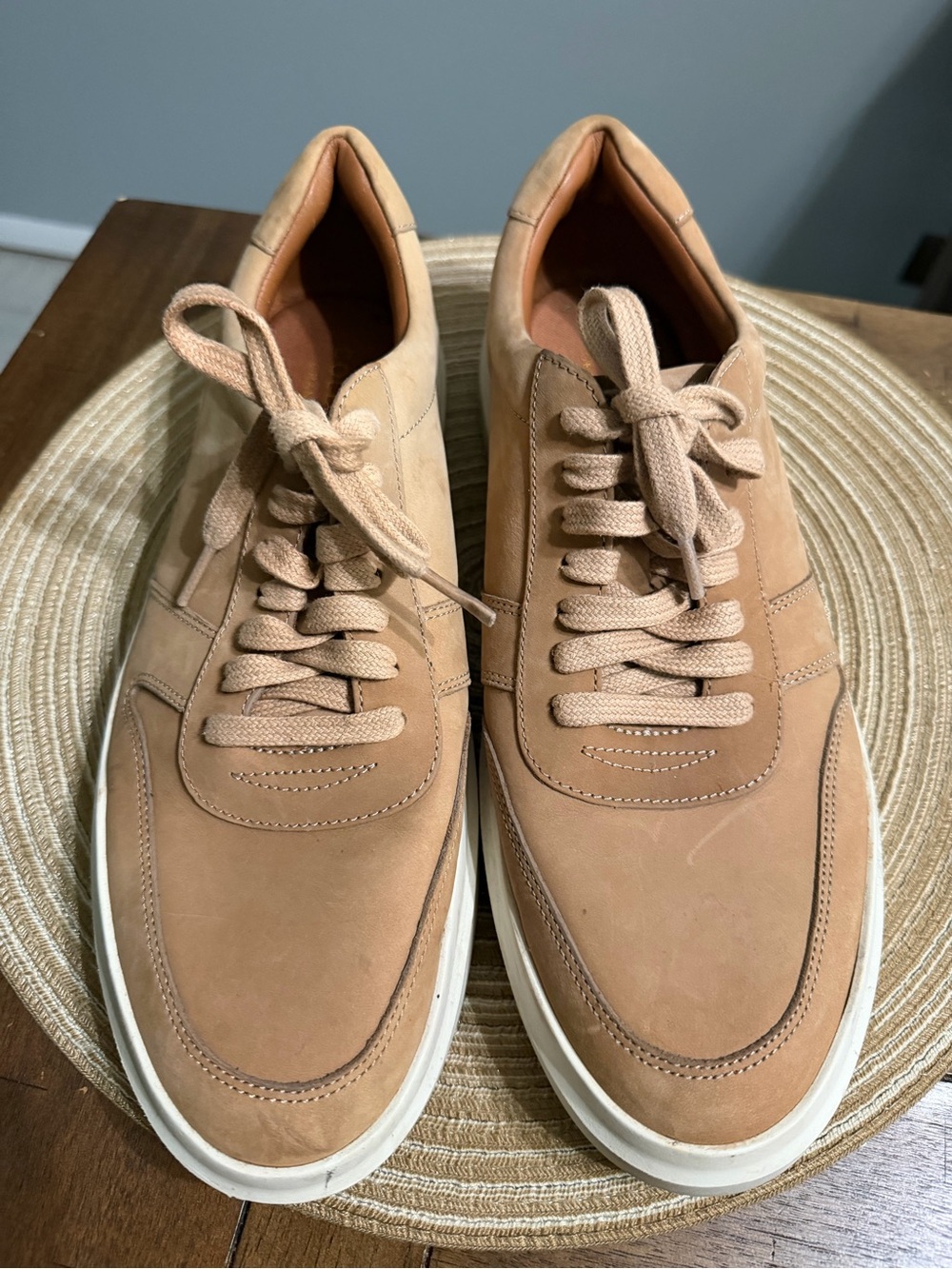 Cole Haan Men's Light Brown Lace-Up Sneakers with White Sole
